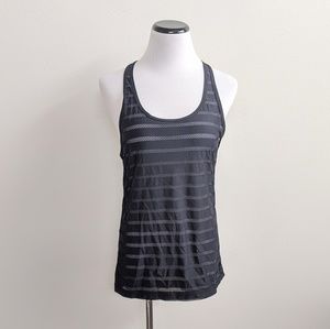 Lorna Jane Black Sheer Striped Racerback Tank Top